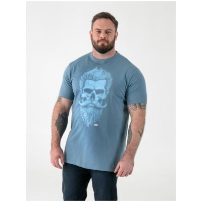 D555 MILLER Bearded Skull Printed Crew Neck T-Shirt Light Teal
