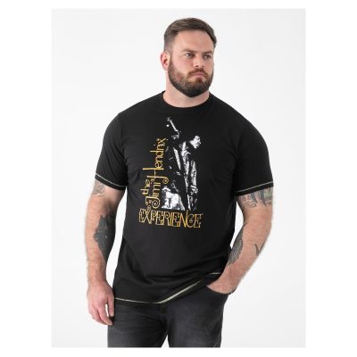 D555 STOKES Official Jimi Hendrix Experience Printed Crew Neck T-Shirt BLACK