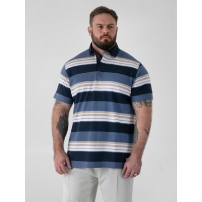 £29.50 Big Sizes direct from stock 2XL to 6XL D555 WILLIS Stripe Short Sleeve Rugby Polo Shirt NAVY .
