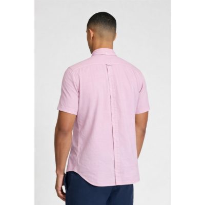 BEN SHERMAN Short Sleeve Organic Cotton Oxford Shirt PINK