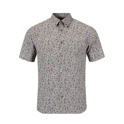 £45 2XL - 6XL DG'S DRIFTER Floral Print Shirt Short Sleeve 14931 BROWN