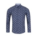£55 2XL - 6XL DG'S DRIFTER Floral Print Designer Shirt Long Sleeve 14930 NAVY