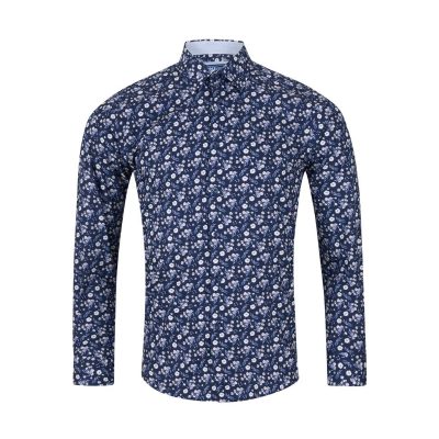 £55 2XL - 6XL DG'S DRIFTER Floral Print Designer Shirt Long Sleeve 14930 NAVY