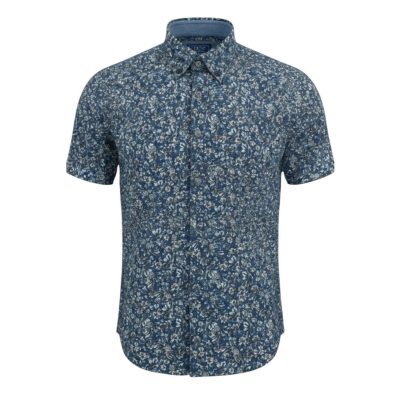 £45 2XL - 6XL DG'S DRIFTER Floral Print Shirt Short Sleeve 14931 NAVY