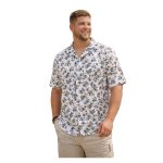 KAM Short Sleeve Floral Hawaiian Shirt WHITE KBS6391