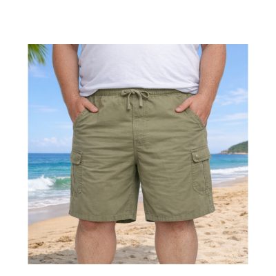 In Stock up to 6xl KAM Stretch Cotton Linen Shorts LAUREL OAK KBS3405