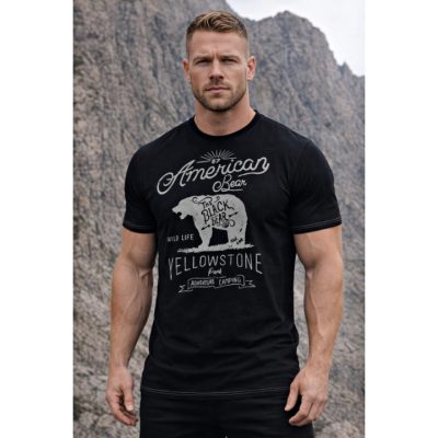 KAM American Bear Print Big Tee BLACK KBS5806