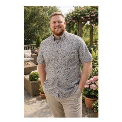 £45 2XL - 6XL DG'S DRIFTER Floral Print Shirt Short Sleeve 14931 BROWN -