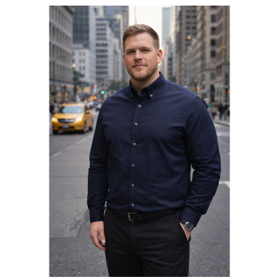 £55 2XL - DG'S DRIFTER Navy Plain Stretch Shirt Long Sleeve 14633 -
