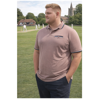 In stock up to 8XL KAM Tipped Collar Polo with Pocket MAUVE KBS5537