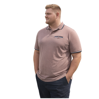 In stock up to 8XL KAM Tipped Collar Polo with Pocket MAUVE KBS553
