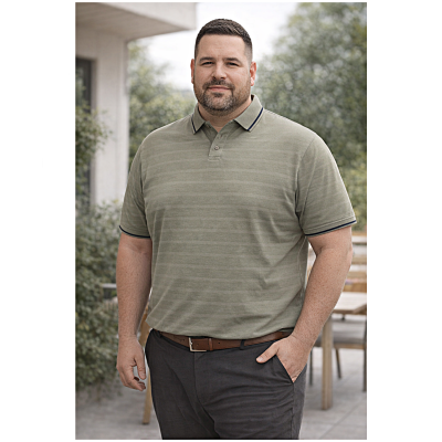 In stock up to 8XL KAM Textured Tipped Collar Polo LAUREL OAK KBS5539