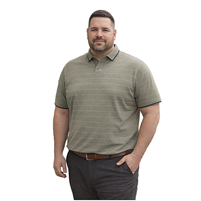 In stock up to 8XL KAM Textured Tipped Collar Polo LAUREL OAK KBS5539