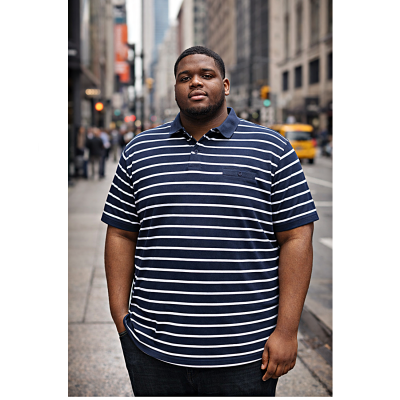 In stock up to 8XL KAM Stripe Pique Polo Shirt VINTAGE INDIGO KBS5553