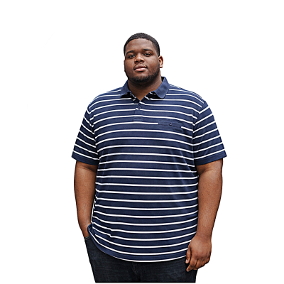 In stock up to 8XL KAM Stripe Pique Polo Shirt VINTAGE INDIGO KBS5553