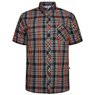 KAM Mans Short Sleeve Check Shirt Forest KBS6338