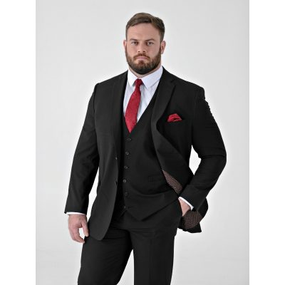 D555 TED Big Mens Tailored Suit Jacket with 4 Way Stretch BLACK