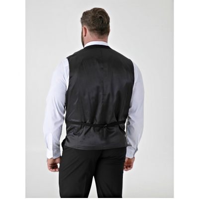 D555 TED Big Mens Tailored Suit Waistcoat with 4 Way Stretch BLACK