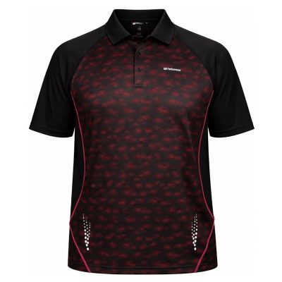 UP TO 8XL ESPIONAGE PERFORMANCE DRY WEAR POLO BLACK/RED LW156