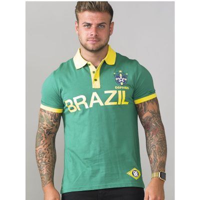 2XL to 6XL D555 SILVA BRAZIL Football World Cup Polo GREEN
