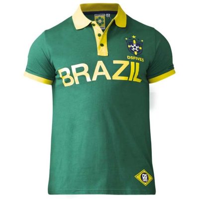 2XL to 6XL D555 SILVA BRAZIL Football World Cup Polo GREEN The SILVA-D555 Brazil Football Polo Shirt