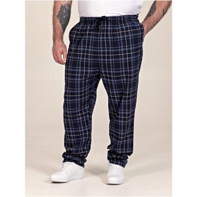 HOME PAGE 34 D555 Big Mens Loungewear Pyjama Trousers 2 Pack Navy Check and Plain MARVIN