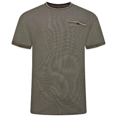 KAM Dobby Pique Crew Neck Tipped Tee OLIVE KBS5831