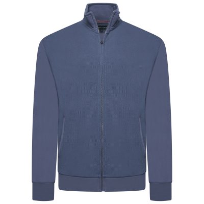2XL – 8XL £39.50 KAM Zip Thru Jacquard Textured Sweat Top VINTAGE INDIGO KBS7093