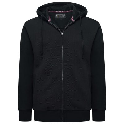 2XL – 8XL £39.50 KAM Zip Thru Jacquard Textured Hoody BLACK KBS7094