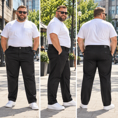 HOME PAGE 30 Kam Big Mans Cotton Stretch Chino BLACK KBS261