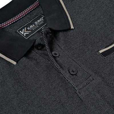 KAM Dobby Pique Polo Shirt BLACK KBS5555