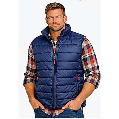 KAM Big Men's Zip Quilted Gilet Navy KV141