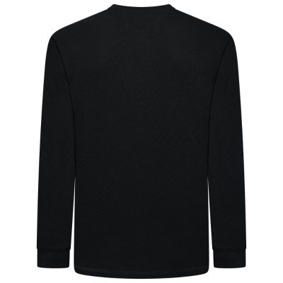 KAM Long Sleeve Waffle Henley Top BLACK KBS5834