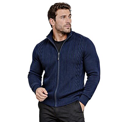 KAM Zip Thru Cable Knit Cardigan KBS81