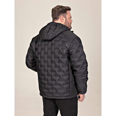 D555 KIERAN Showerproof Hooded Padded Jacket with Bonded Fleece Panels BLACK - Stay warm and comfortable with the D555 KIERAN Hooded Padded Jacket