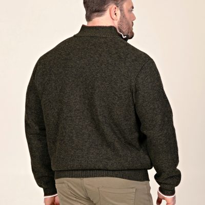 HOME PAGE 28 D555 Big Knitted Zip Through with Bonded Check Lining KHAKI CESAR 802004 2XL to 6XL D555