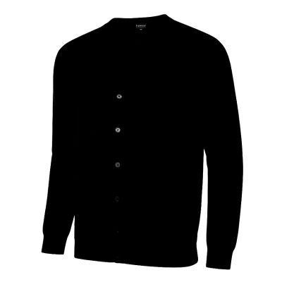 HOME PAGE 15 ESPIONAGE PURE COTTON CREW BUTTONED CARDIGAN BLACK / NAVY KW046